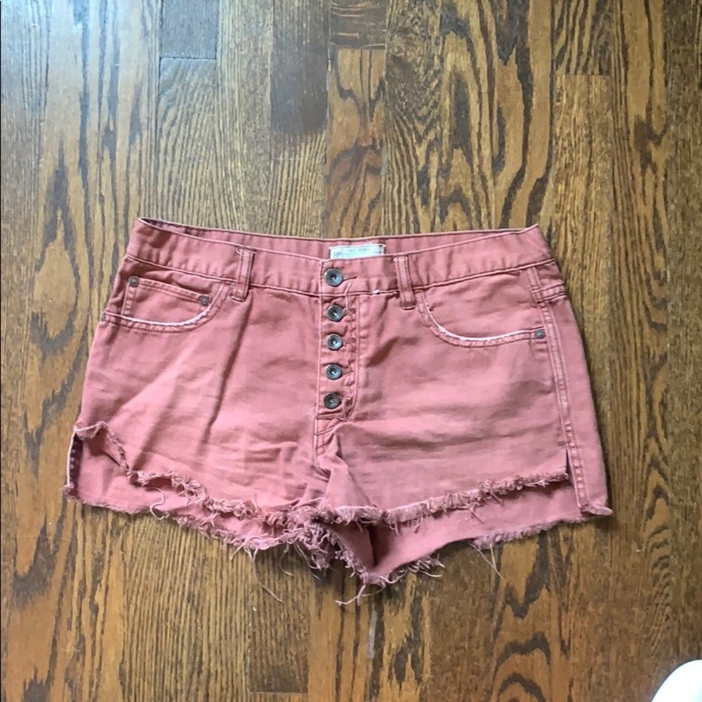 Red Denim Shorts